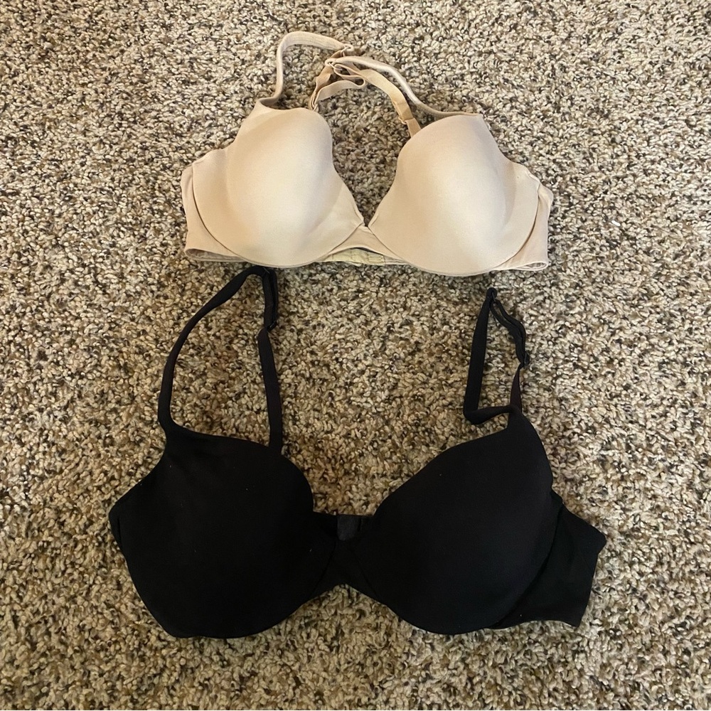 Bundle (2) Body by Victoria IPEX 32C Demi Nude Black y2k Victorias Secret